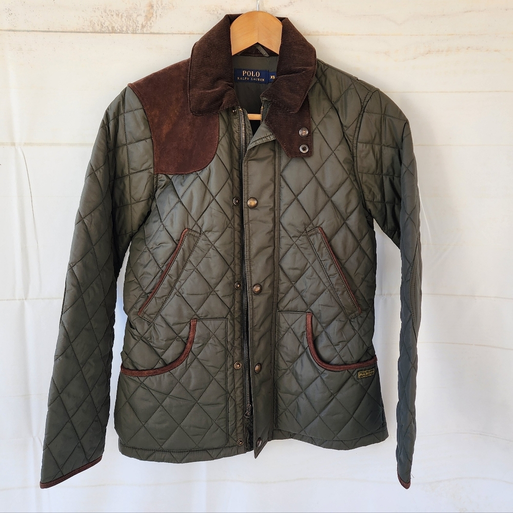 Polo Ralph Lauren Womens Quilted Jacket Olive and Brown